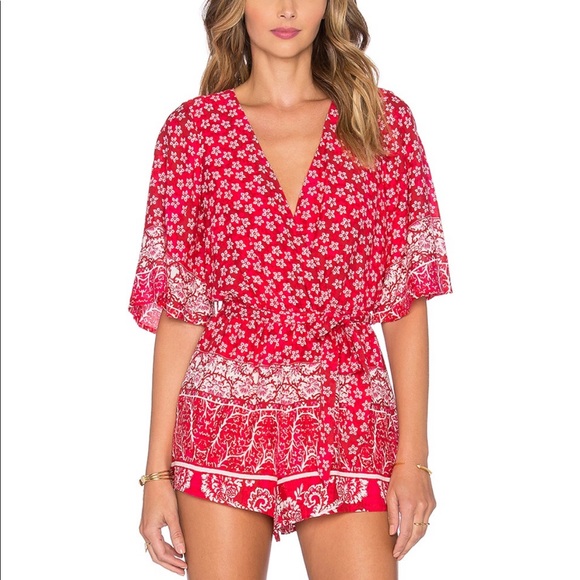 Lovers + Friends Isabelle Red Romper - Picture 1 of 4
